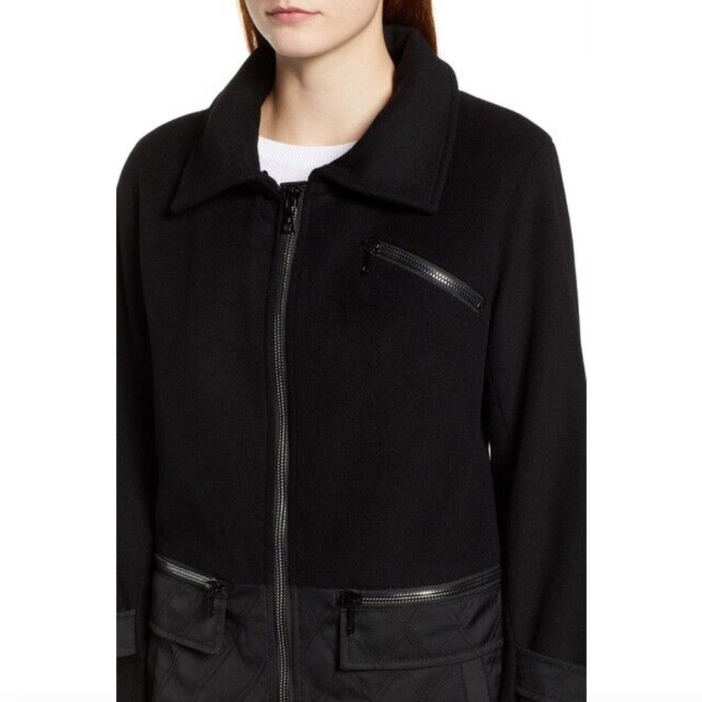 Trina Turk Womens Genuine Fox Fur Trim Mixed Media Coat in Black Size Me… - Picture 4 of 16